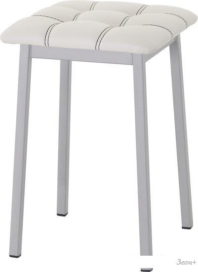 Табурет AMC Comfort 7К5.12 (кожзам, белый/серебристый)