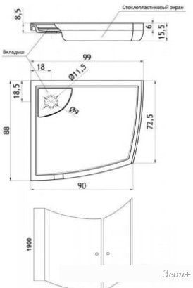 Душевой уголок Aquanet Iva NK1222 100x90 L (прозрачное стекло)