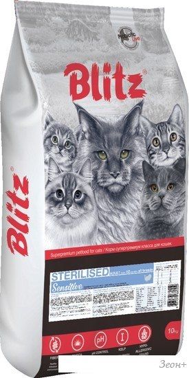 Сухой корм для кошек Blitz Sensitive Turkey Adult Sterilised All Breeds (для стерилизованных с индейкой) 10 кг
