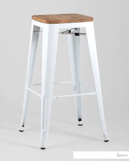Табурет Stool Group TOLIX WOOD барный (белый) глянцевый