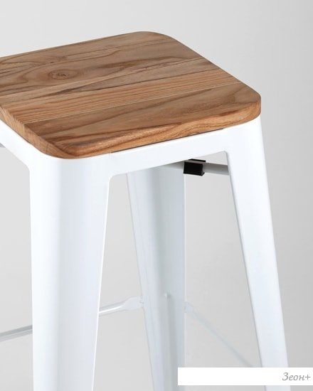 Табурет Stool Group TOLIX WOOD барный (белый) глянцевый