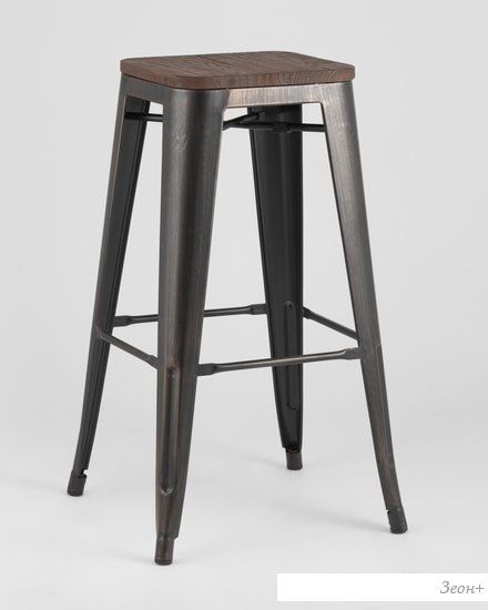 Табурет Stool Group TOLIX WOOD барный (черный) патина золото