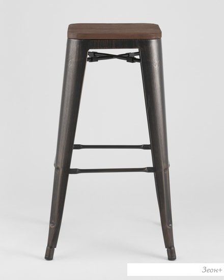 Табурет Stool Group TOLIX WOOD барный (черный) патина золото