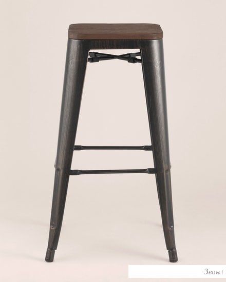 Табурет Stool Group TOLIX WOOD барный (черный) патина золото