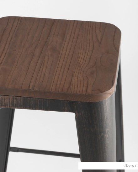 Табурет Stool Group TOLIX WOOD барный (черный) патина золото