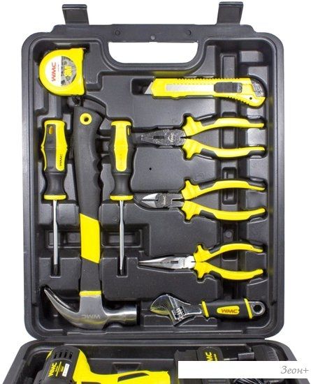 Дрель-шуруповерт WMC Tools 1057 (с 1-им АКБ, кейс, набор оснастки)