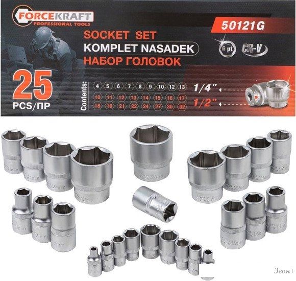 Набор головок слесарных ForceKraft FK-50121G