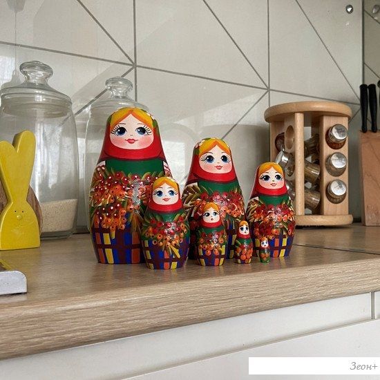 Развивающая игра Брестская Матрешка С русскими мотивами и ветвями рябины (набор 7 шт)