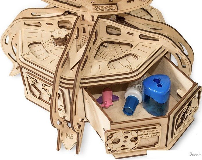 Сборная модель Eco-Wood-Art Глобус (голубой)