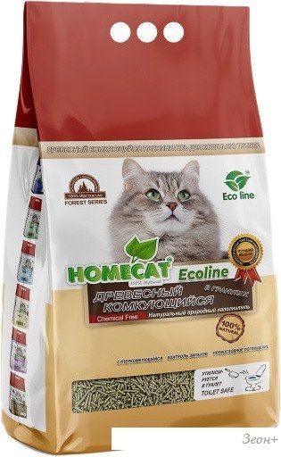 Наполнитель для туалета Homecat Ecoline Древесный в гранулах 83172 (18 л)