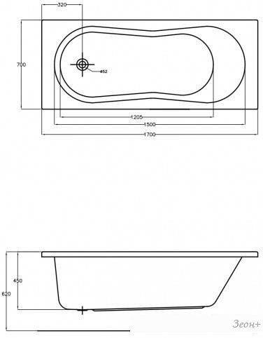Ванна Cersanit Nike 170x70 (с каркасом и экраном)