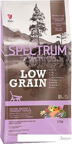 Сухой корм для кошек Spectrum Low Grain Sterilised Adult with Salmon, Anchovy & Cranberry (для стерилизованных с лососем, анчоусом и клюквой) 12 кг