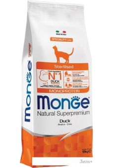 Сухой корм для кошек Monge Sterilised Natural Superpremium Monoprotein Duck 10 кг