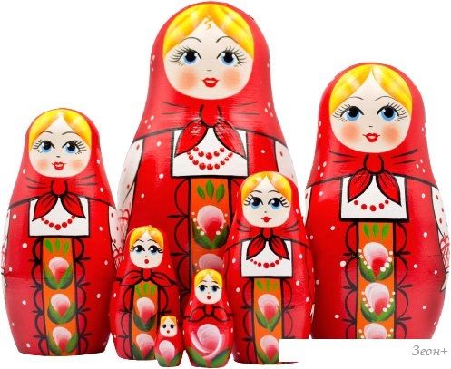 Развивающая игра Брестская Матрешка В красном платке и сарафане с орнаментом (набор 7 шт)