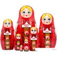 Развивающая игра Брестская Матрешка В красном платке и сарафане с орнаментом (набор 7 шт)