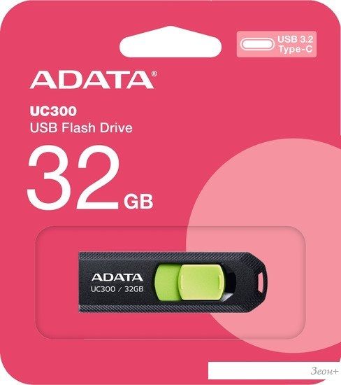 USB Flash ADATA UC300 32GB (черный/зеленый)