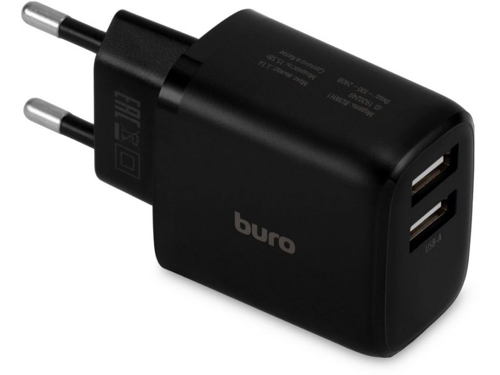Сетевое зарядное Buro BUWH1 (черный)