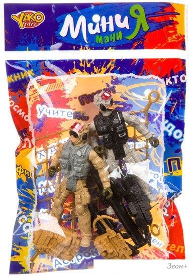 Набор фигурок Yako Toys Мини МаниЯ Военный с 2 спецназовцами и собакой К93739