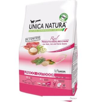Сухой корм для кошек Unica Natura Unico Outdoor с ветчиной, рисом и бобами 350 г