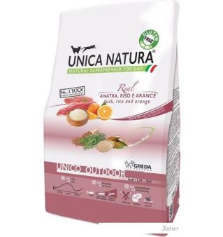 Сухой корм для кошек Unica Natura Unico Outdoor с уткой, рисом и апельсином 350 г
