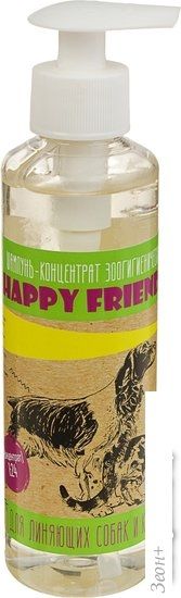 Концентрат шампуня Happy Friends для линяющих собак и кошек 240 мл
