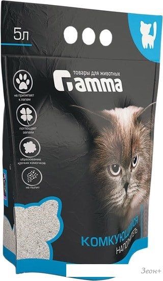 Наполнитель для туалета Gamma бентонитовый комкующийся 5 л