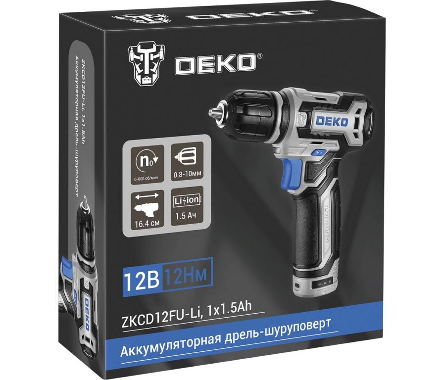 Дрель-шуруповерт Deko ZKCD12FU-Li 063-4141 (с 1-им АКБ)