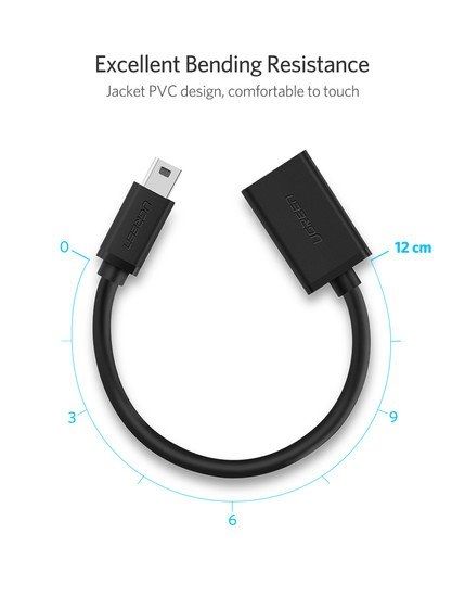 Адаптер Ugreen US249 USB Type-A - miniUSB (0.1 м, черный)