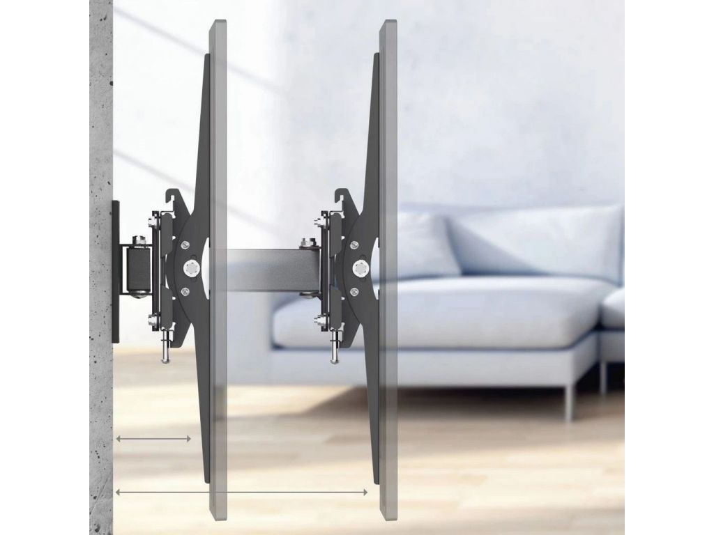 Кронштейн для телевизора Hama 00220832 черный 32"-65" макс.30кг настенный поворотно-выдвижной и наклонный