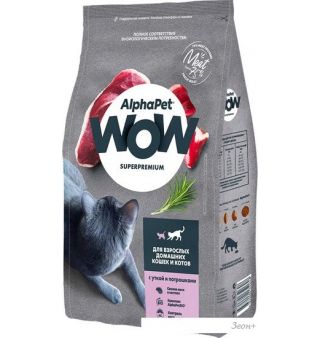 Сухой корм для кошек AlphaPet WOW для взрослых кошек утка и потроха 121316 (7 кг)