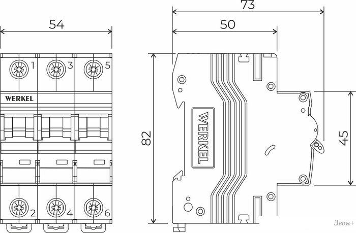 Выключатель автоматический Werkel 3P 25 A C 4.5 кА W903P254