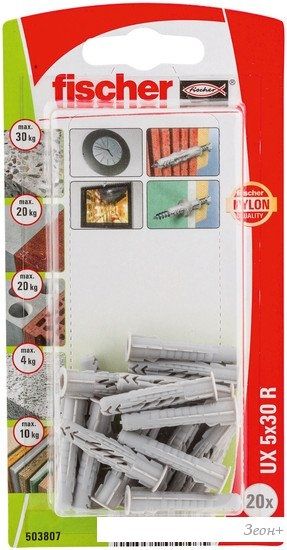 Дюбель универсальный Fischer UX 5X30 R K NV 503807 (20 шт)