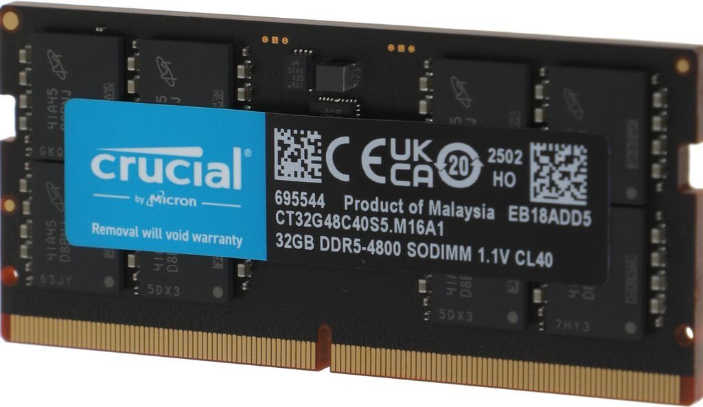 Оперативная память Crucial 32ГБ DDR5 SODIMM 4800 МГц CT32G48C40S5