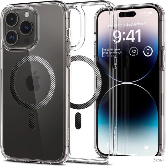 Чехол для телефона Spigen Ultra Hybrid iPhone 14 Pro Max MagFit ACS04827 (carbon fiber)