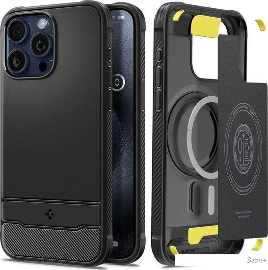 Чехол для телефона Spigen Rugged Armor (MagFit) для iPhone 15 Pro Max ACS06561 (черный)