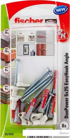 Дюбель-костыль Fischer EasyHook Angle DuoPower 5x25 K NV 557915 (8 шт)