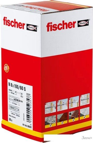 Дюбель-гвоздь Fischer N 8 x 100/60 S 50357 (50 шт)