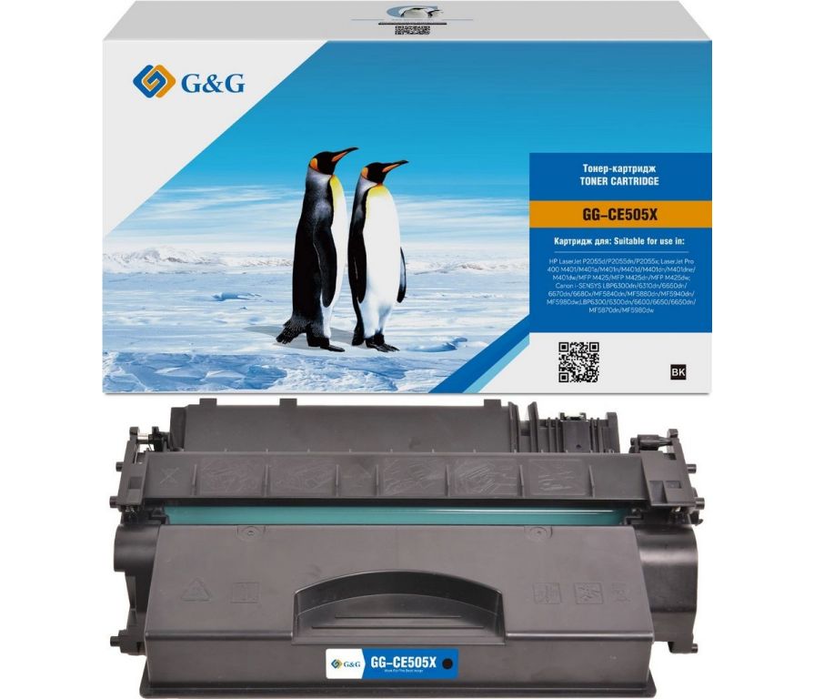 Картридж лазерный G&G GG-CE505X CE505X черный (6500стр.) для HP LaserJet P2035, P2035n, P2055d, P2055dn, P2055x; LaserJet Pro 400 M401, M401a, M401n, M401d, M401dn, M401dne, M401dw, MFP M425, MFP M425dn, MFP M425dw Canon i-SENSYS LBP6300dn, 6310dn, 66...