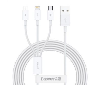  Baseus One-For-Three Fast Charging Data Cable 3.5A USB Type-A - USB Type-C/microUSB/Lightning (1.2 , )