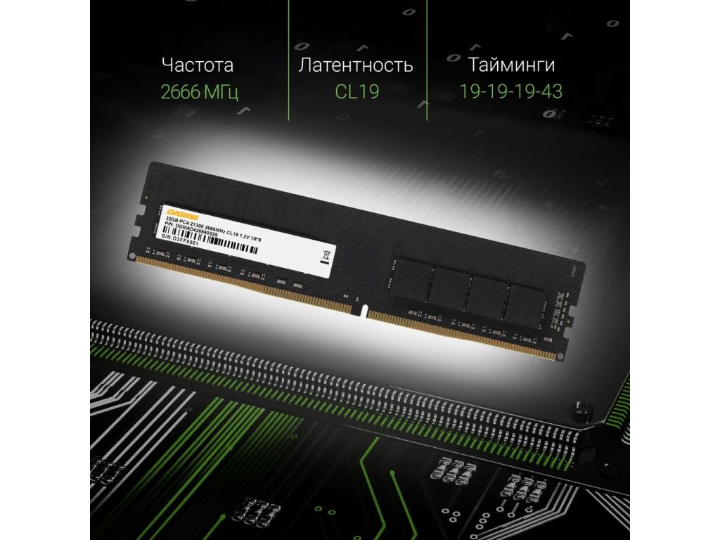 Оперативная память Digma 32ГБ DDR4 2666 МГц DGMAD42666032S