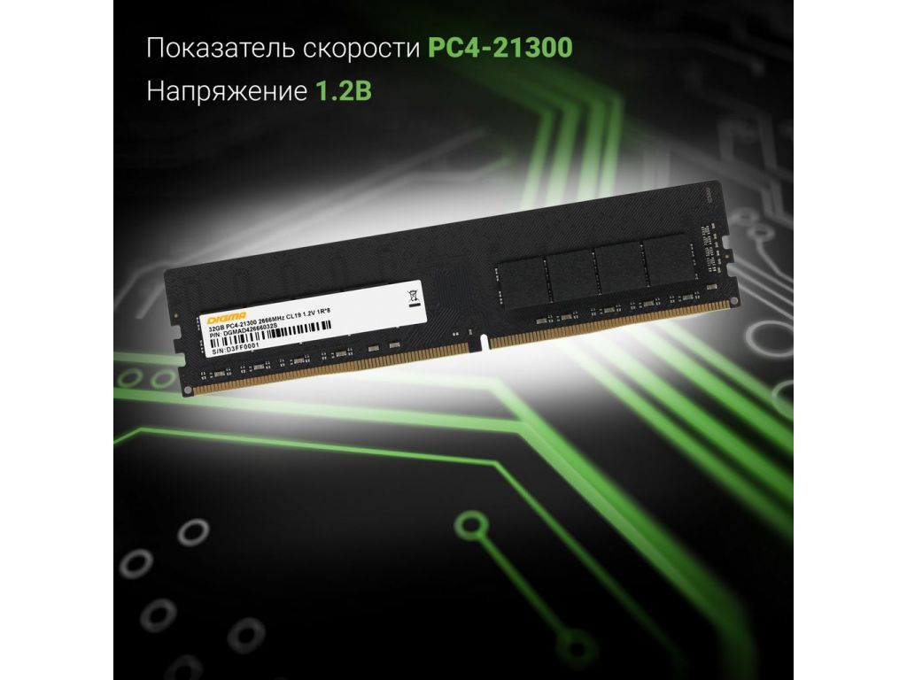 Оперативная память Digma 32ГБ DDR4 2666 МГц DGMAD42666032S