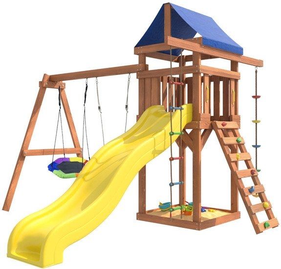 Игровой комплекс National Tree Company С качелями лодочка и гнездом Гексагон IgroWoods ДП-13