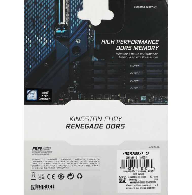 Оперативная память Kingston FURY Renegade 2x16ГБ DDR5 7200МГц KF572C38RSK2-32