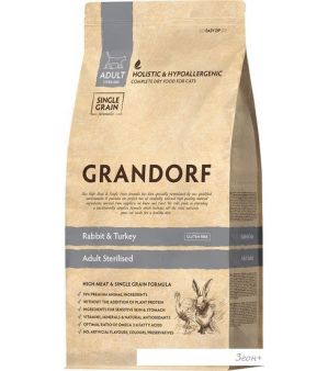 Сухой корм для кошек Grandorf Rabbit&Turkey Adult Sterilised (для стерилизованных с кроликом и индейкой) 8 кг
