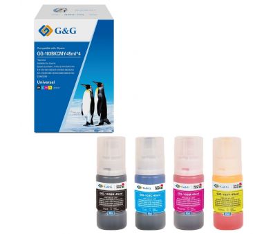  G&G GG-103BKCMY-45ml*4 103BKCMY ///  4x45  Epson EcoTank L1110/1210/1250/3110/3111/3116/3150/3151/3156/3160/3210/3211/3250/3251/3256/3260/3266/5190/5290/5296