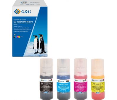  G&G GG-101BKCMY-45ml*4 101BKCMY ///  4x45  Epson EcoTank L4150/L4156/L4160/L4250/L4260/L4266/L6160/L6170/L6176/L6190/L6260/L6270/L6276/L6290