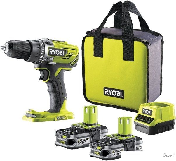 Дрель-шуруповерт Ryobi R18DD3-115S 5133005301 (с 1-им АКБ 1.5 Ач, сумка)