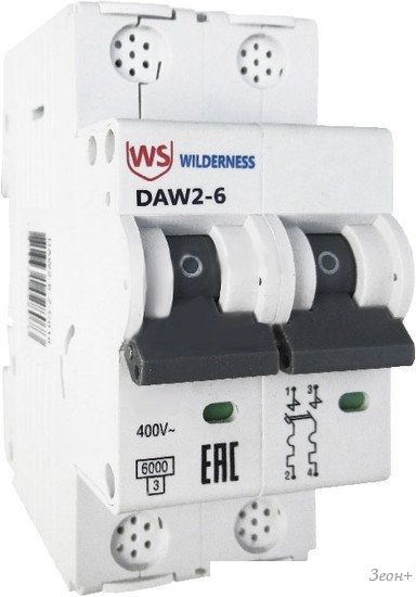 Выключатель автоматический Wilderness DAW2-6 2P 25A B 6kA DAW2-6-2-B025