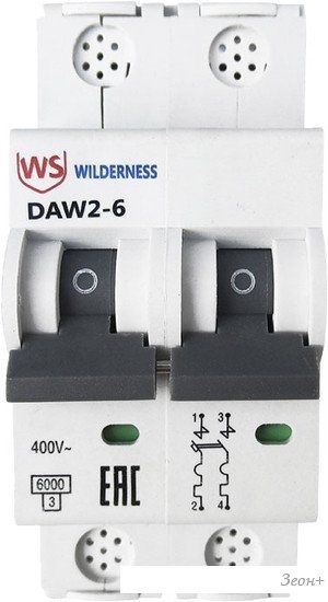 Выключатель автоматический Wilderness DAW2-6 2P 25A B 6kA DAW2-6-2-B025
