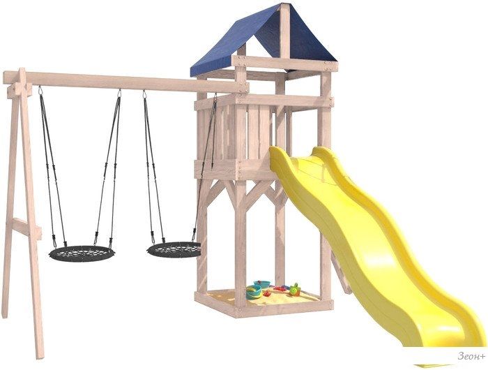 Игровой комплекс National Tree Company С качелями гнездо IgroWoods ДКНП-6 (не окрашен)